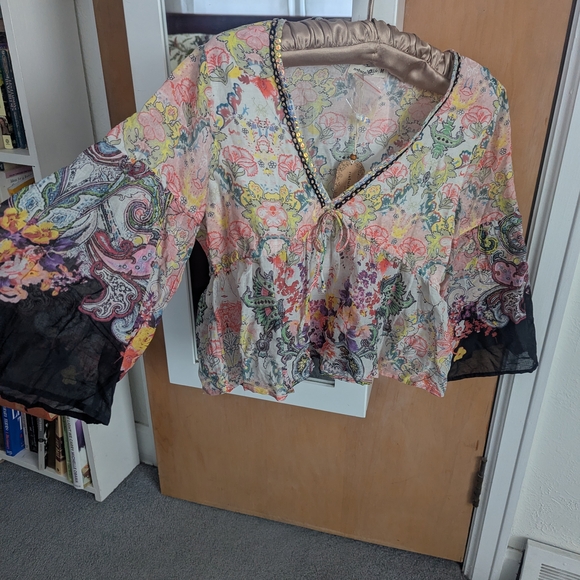 NATURAL LIFE Multi-Color Floral Paisley Peasant Blouse New With Tags. - Picture 4 of 5